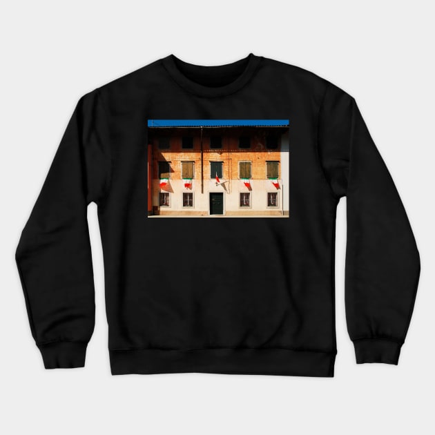 Italian Flags on Rural Building Crewneck Sweatshirt by jojobob